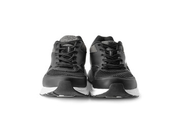 Stylish sport shoes on white background. Trendy footwear