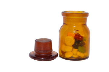 open jar of pills.