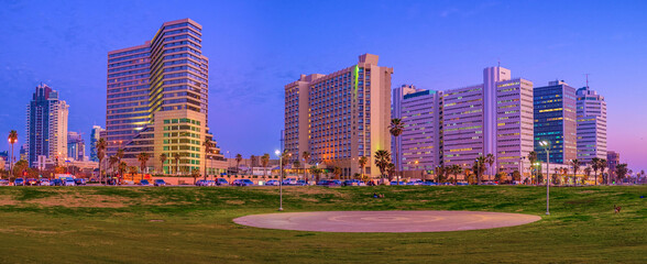 Panorama of Tel Aviv in twilights, Israel