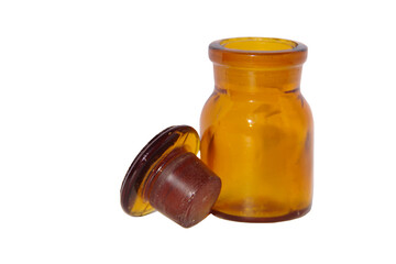 open medical glass jar.