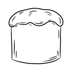 Easter cake. Hand drawn vector illustration in doodle style, isolated on a white background.
