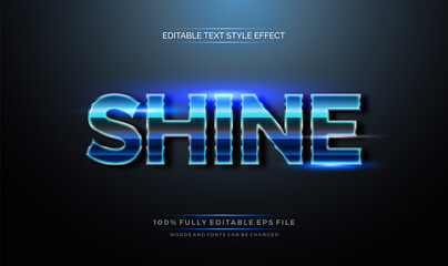 shine bright blue color. Modern editable text style effect.
