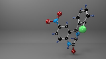 Clonazepam molecule. Molecular structure of klonopin, benzodiazepine anticonvulsant used as adjunctive therapy in management of epilepsy and panic disorder. Footage available.