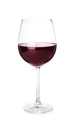 Glass of red wine isolated on white