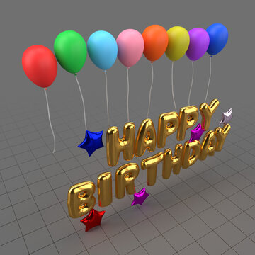 Balloons with happy birthday sign