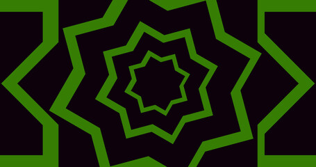 Render with octagram geometric background in green color