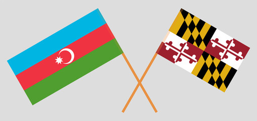 Crossed flags of Azerbaijan and the State of Maryland