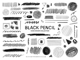黒い鉛筆の手描きテクスチャセット