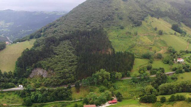  Low clouds around the mountainous massif of Amboto in Urkiola Basque Country