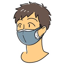 二重マスクをする男性のイラスト