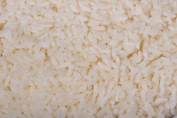Cooked white rice. Popular food consumed in most countries of the world. Gourmet photography.