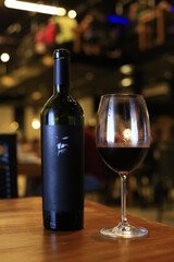 wine bottle and glass