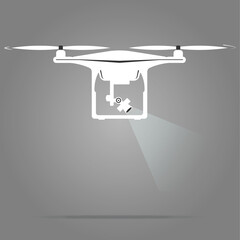 Drone illustrated by side with brown background