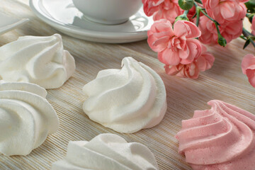 White Meringue Cookies Made from Whipped Egg Whites