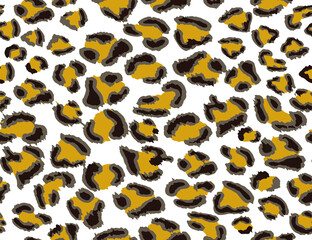 Full seamless leopard cheetah animal skin pattern. Ornamental Yellow White Design for women textile fabric printing. Suitable for trendy fashion use.