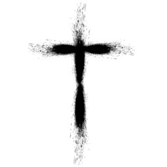 Grunge Religion Cross . Black Paint . Vector