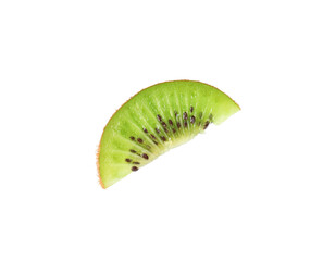Naklejka na ściany i meble Slice of fresh ripe kiwi isolated on white