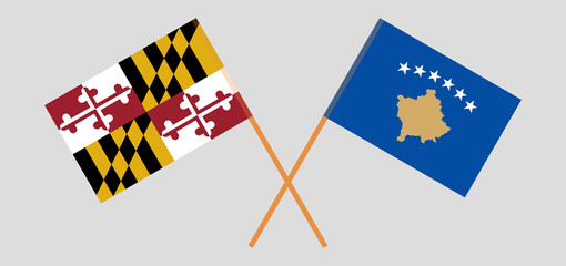 Crossed flags of the State of Maryland and Kosovo