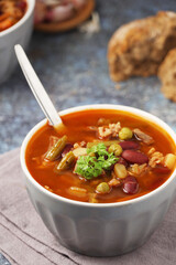 A bowl with traditional British stew