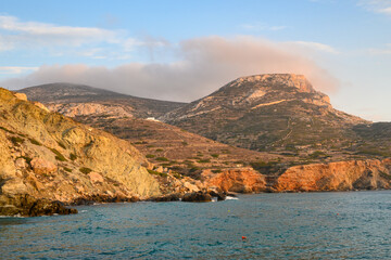 Fototapeta na wymiar Agali beach, the best beach of Folegandros island. Cyclades, Greece