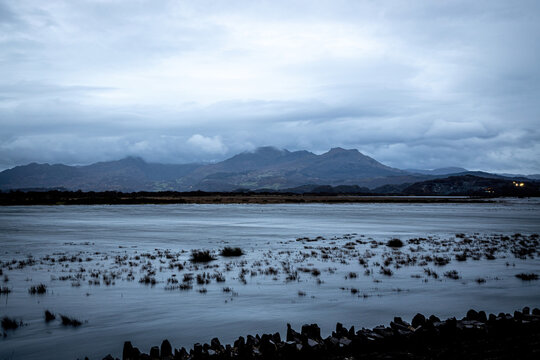 Evening View Of Porthmadog, A Welsh Coastal Town And Community In The Eifionydd Area Of Gwynedd