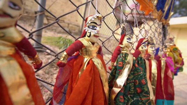 Rajasthani puppets Art, Doll hanging in the street market - also known as Katputli