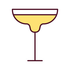 wine cup with yellow beverage line and fill style icon