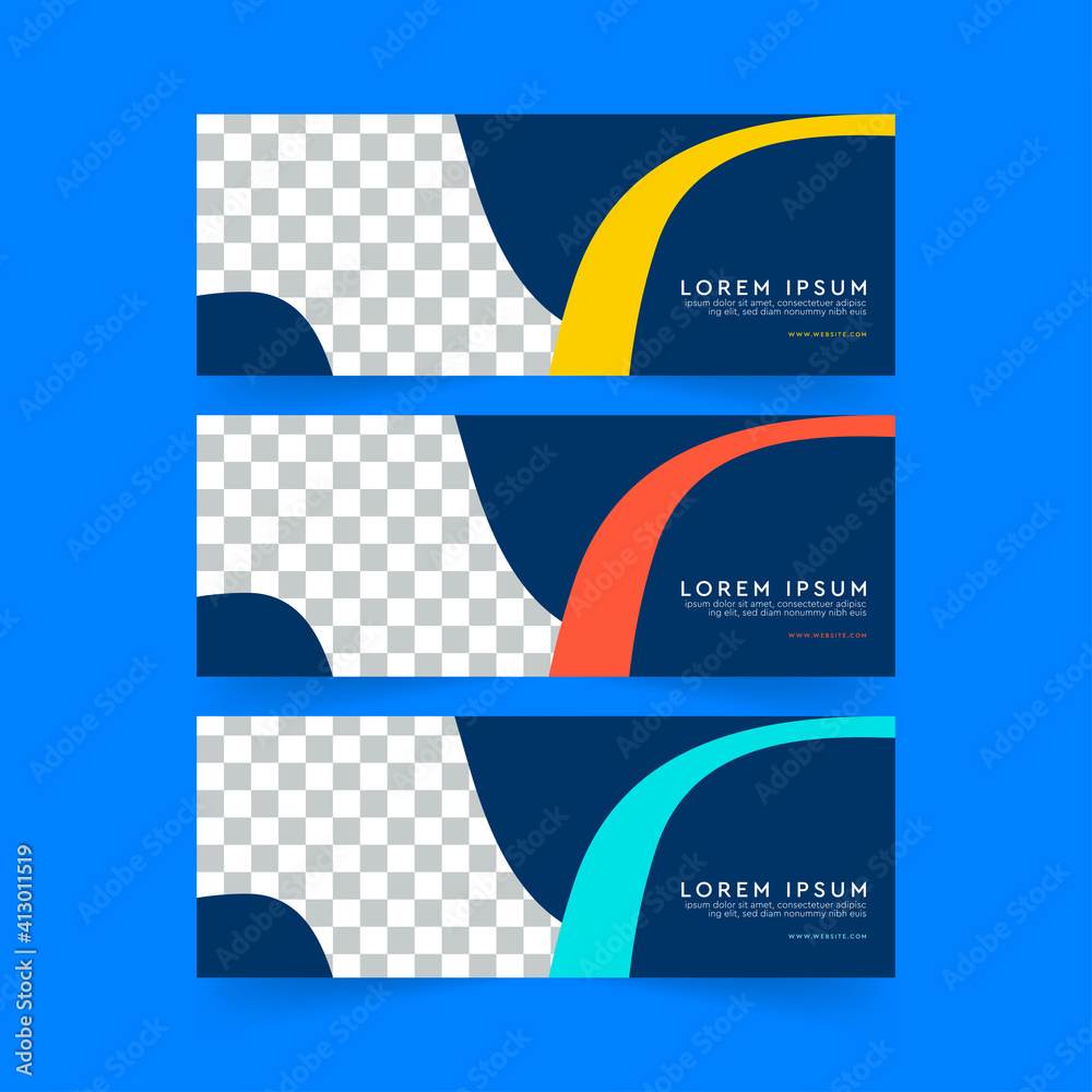 Wall mural abstract banner design web template, horizontal header web banner. modern geometric blue background 