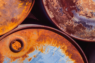 Details of rust and paint on metal.