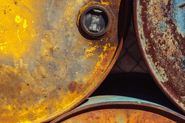 Details of rust and paint on metal.