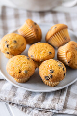 Vanilla muffins. Sweet cupcakes.