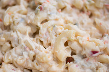 Close up of macaroni salad