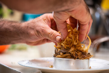 Instructional image for how to cook Vegan Mushroom Polenta