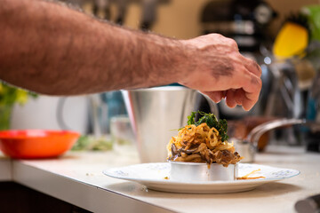 Instructional image for how to cook Vegan Mushroom Polenta