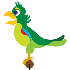 Flat Vector Cartoon Parrot