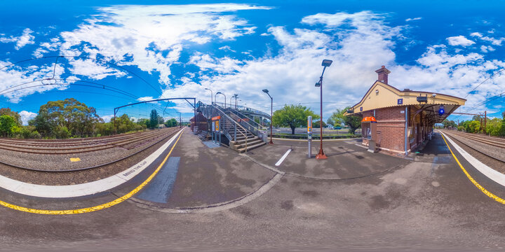 Spherical 360 Panorama Photograph Of The Valley Heights Train Station