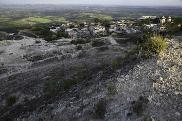 View of the Quarry and Town in the Mountains in Brazil 