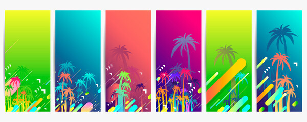 Abstract set summer background trend color 2021 pantone universal art web header template. Collage made with scribbles canyon strokes