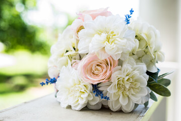 A bride's Wedding Bouquet of flowers