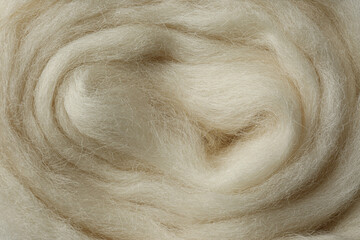 Combed white wool texture as background, closeup - obrazy, fototapety, plakaty