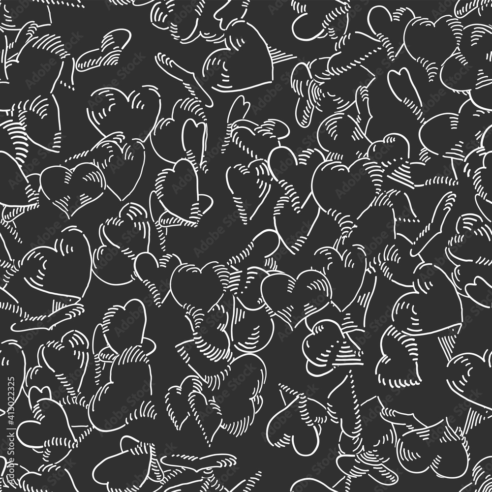 Poster hearts seamless vector doodles background. romantic theme seamless pattern.