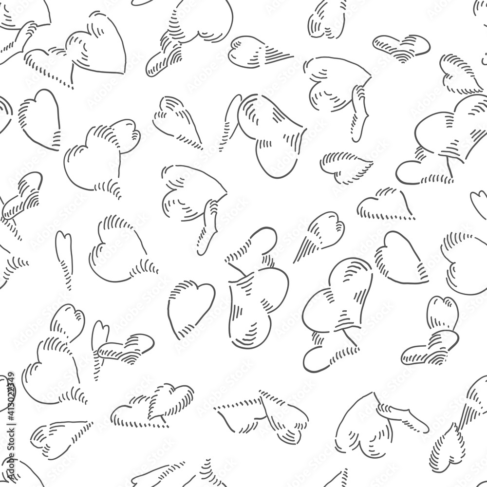 Poster hearts seamless vector doodles background. romantic theme seamless pattern.