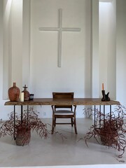 interior of a church with cross