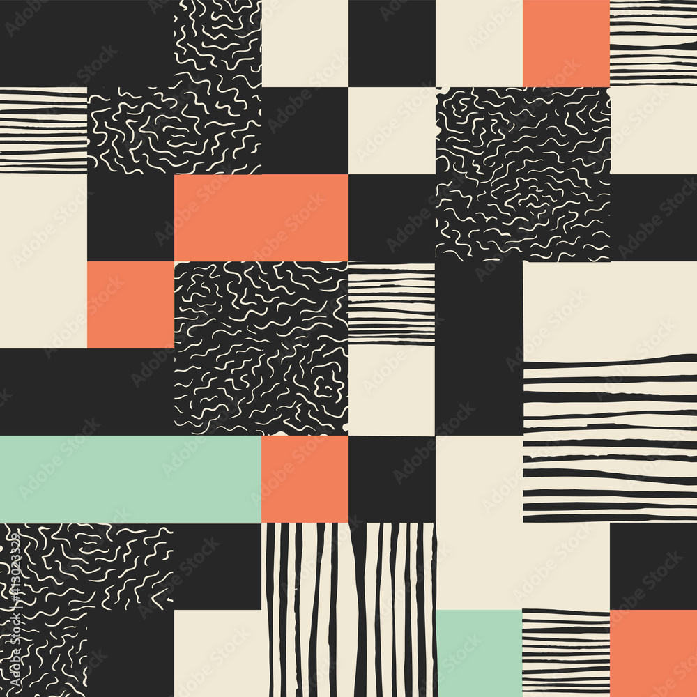 Aufkleber memphis style seamless pattern. geometric elements in the retro style of 80's. vector vintage illust