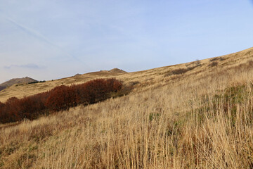 Autumn landscape of Polonina Wetlinska, Bieszczady National Park, Poland 