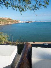 Fototapeta premium View from Plato towards the harbor. The capital Praia on the Ilha de Santiago, Cape Verde.
