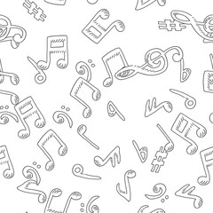 Notes seamless pattern. Music theme vector background