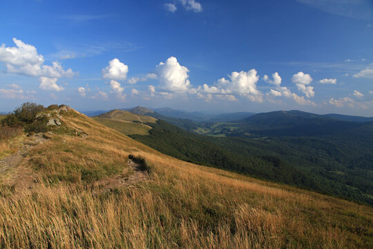 Landscape of Polonina Wetlinska, Bieszczady National Park, Poland  