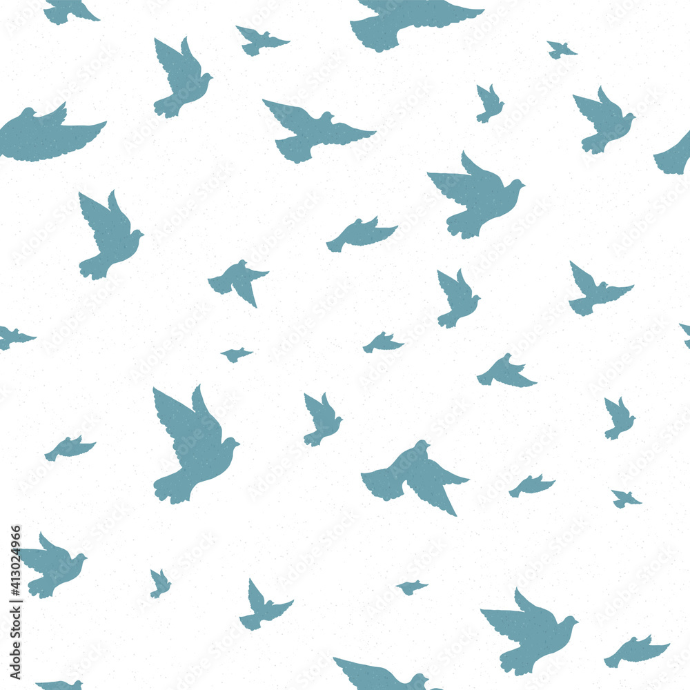Aufkleber seamless_blue_doves_pattern
