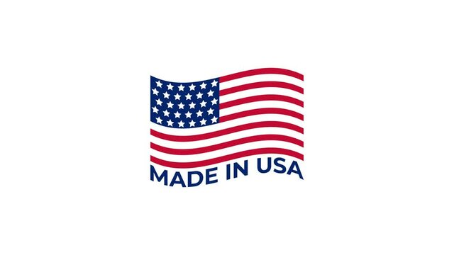 Made In US Animation. 4k cool animation of a made in USA . Alpha matte